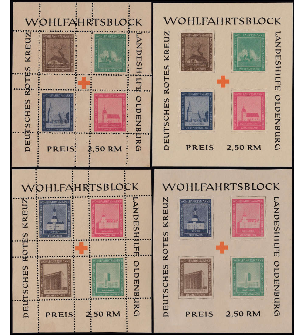 Deutsche Lokalausgabe Oldenburg Block I+II A+B postfrisch **