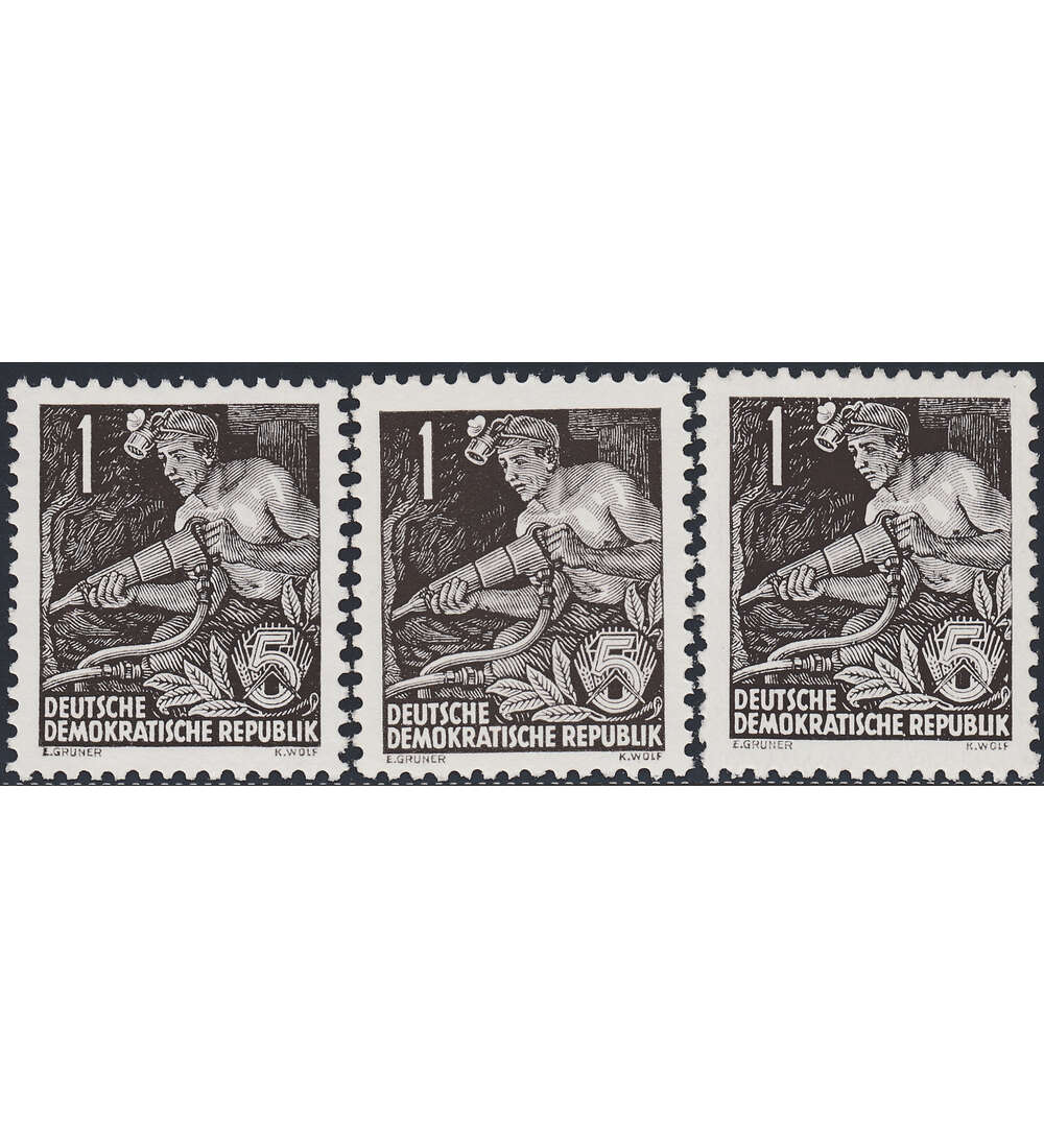 DDR Nr. 405xXI, XII und YI postfrisch 1 Pfg. 5-Jahr-Plan