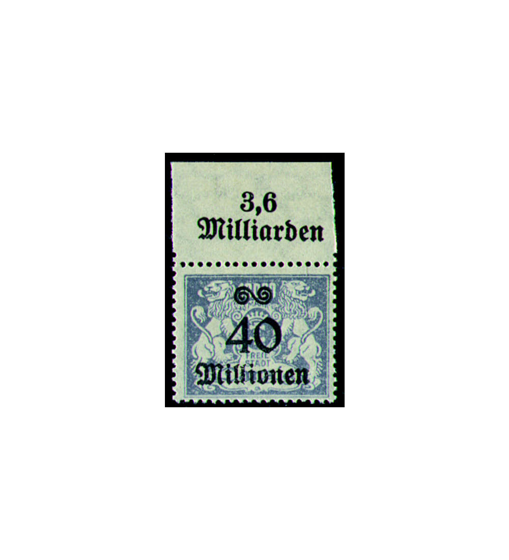 Danzig Nr. 172 postfrisch ** Oberrandstck mit Aufdruckreihenwertzhler