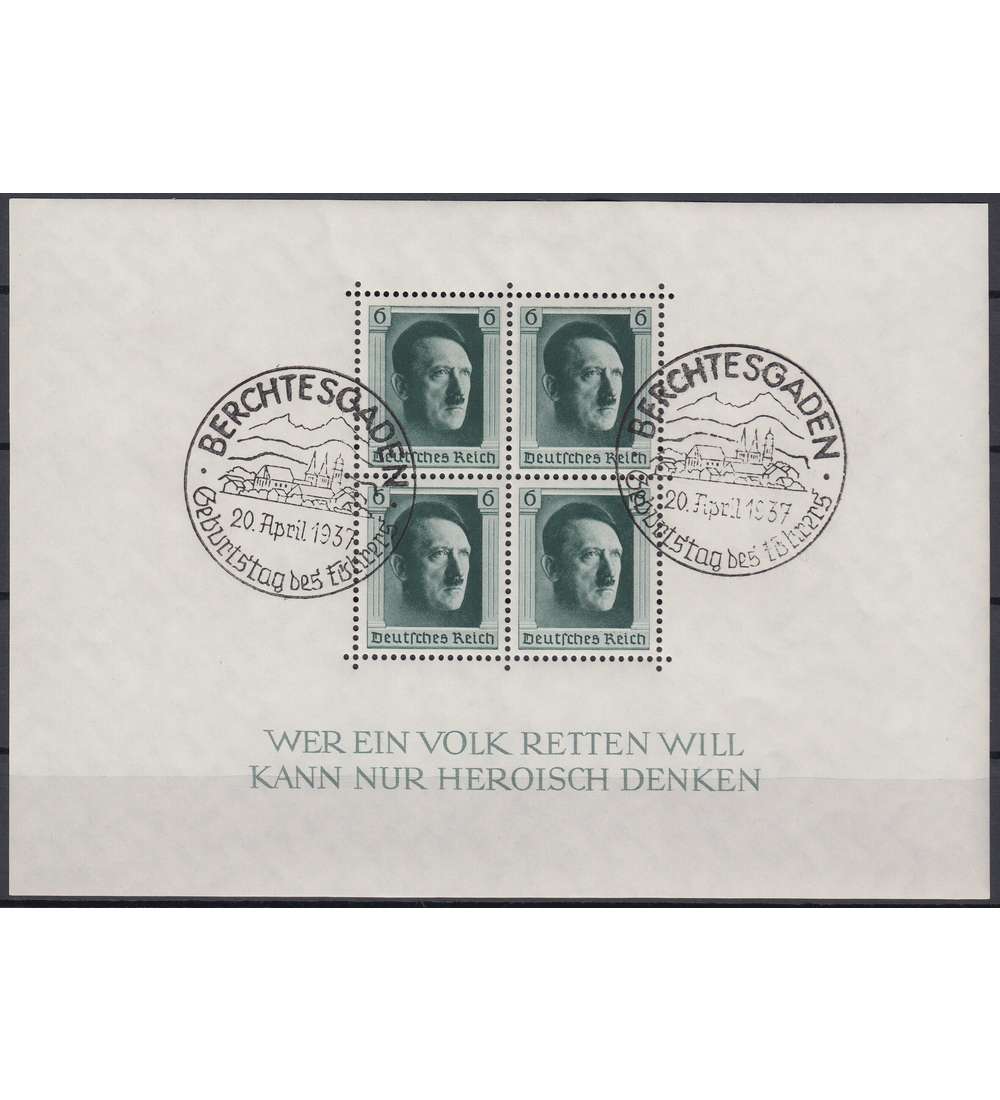 Deutsches Reich Block 7 mit SST Berchtesgarden 20. April 1937 Geburtstag des F�hrers