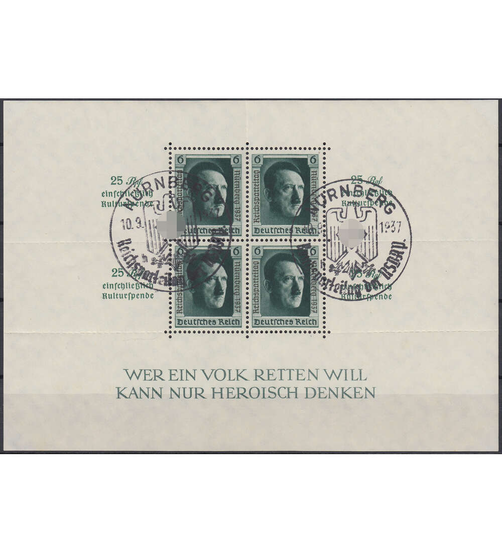 Deutsches Reich Block 11 mit SST Nrnberg 19.9.1937 - Reichsparteitag der NSDAP