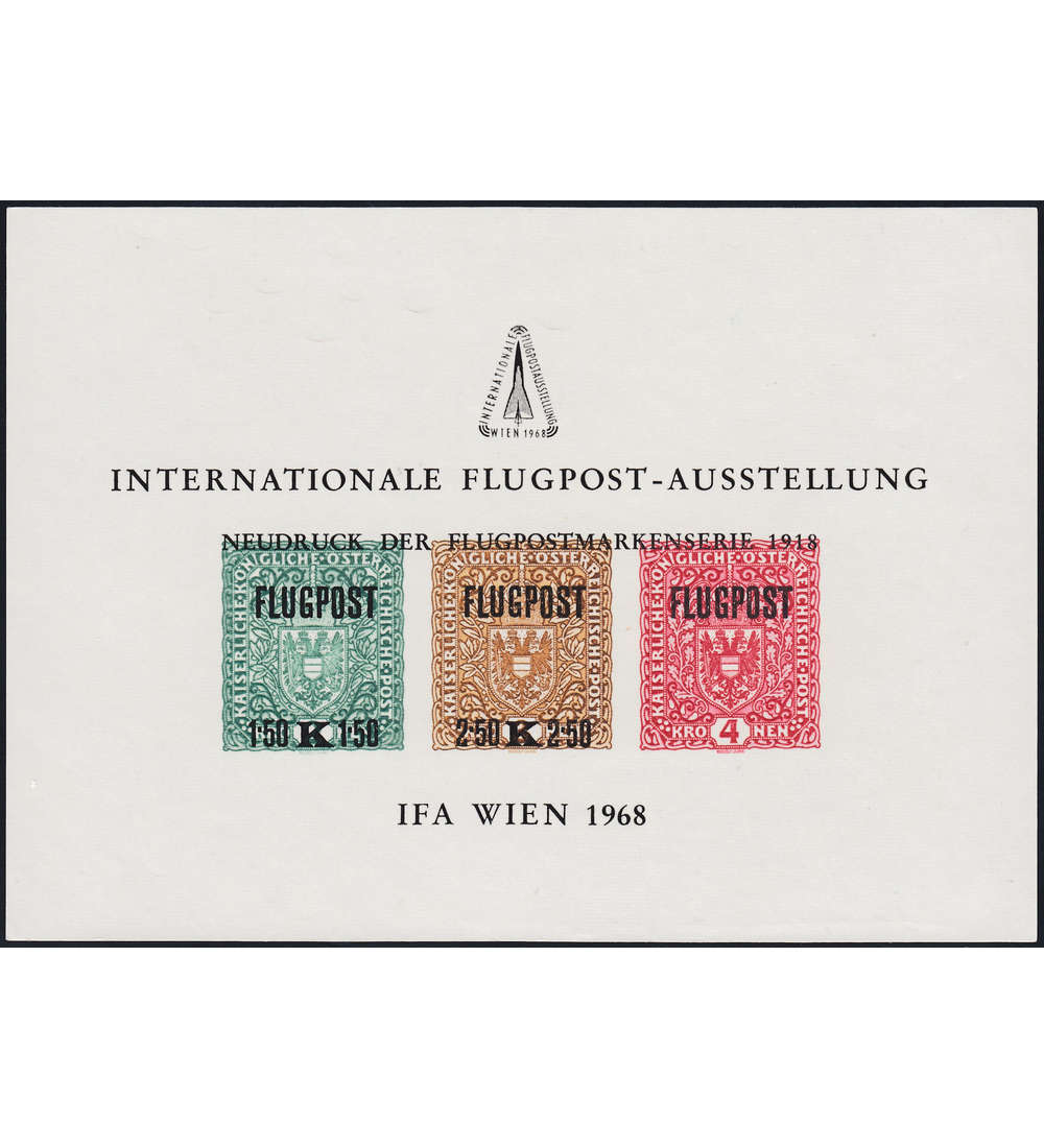 �sterreich Vignettenblock&nbsp; -Internationale Flugpostausstellung 1968