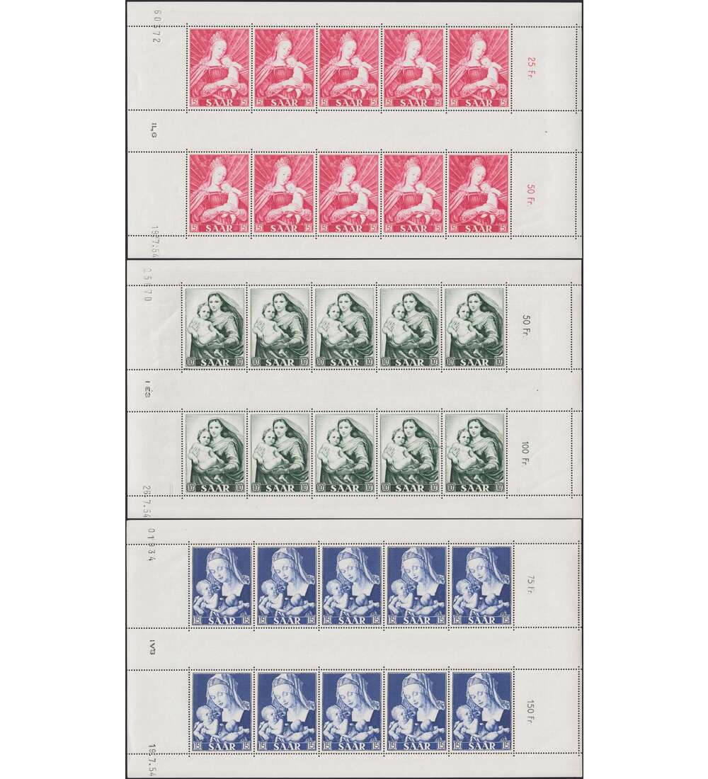 Saar Nr. 351-353 postfrisch Kleinbogen