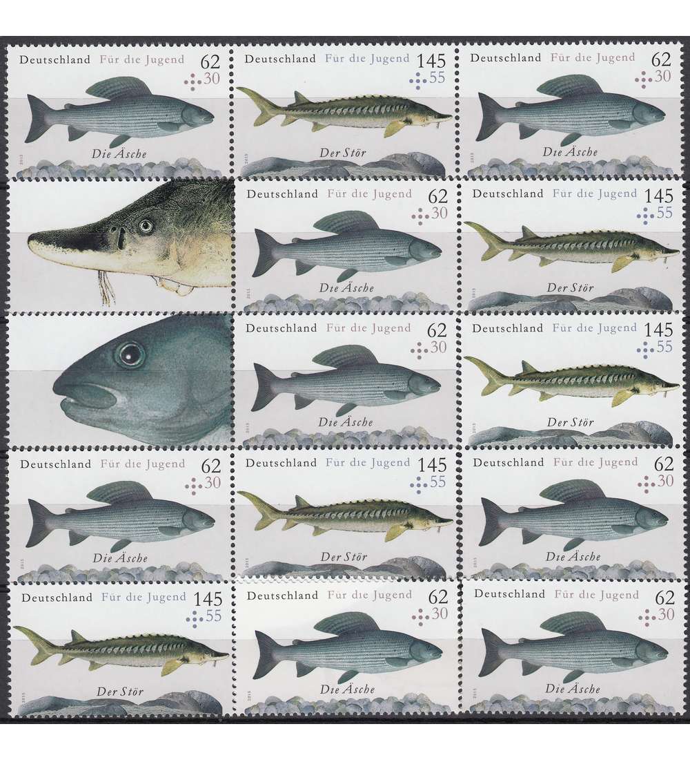 BRD Bund  Zusammendrucke W123-128,W59 postfrisch Fische 2015