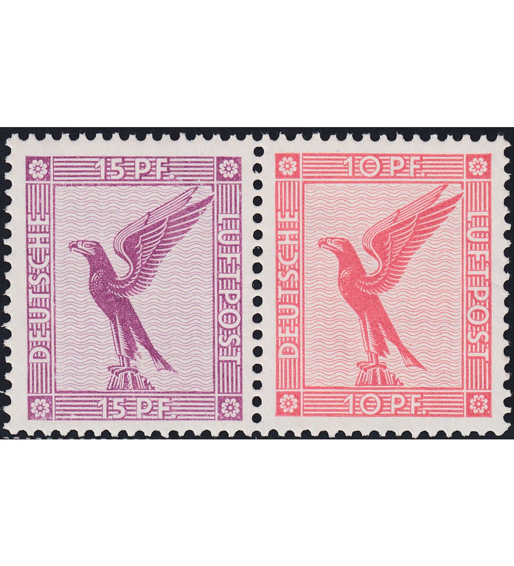 Deutsches Reich Zusammendruck W22 Flugpost 1930 unfrischer Gummi