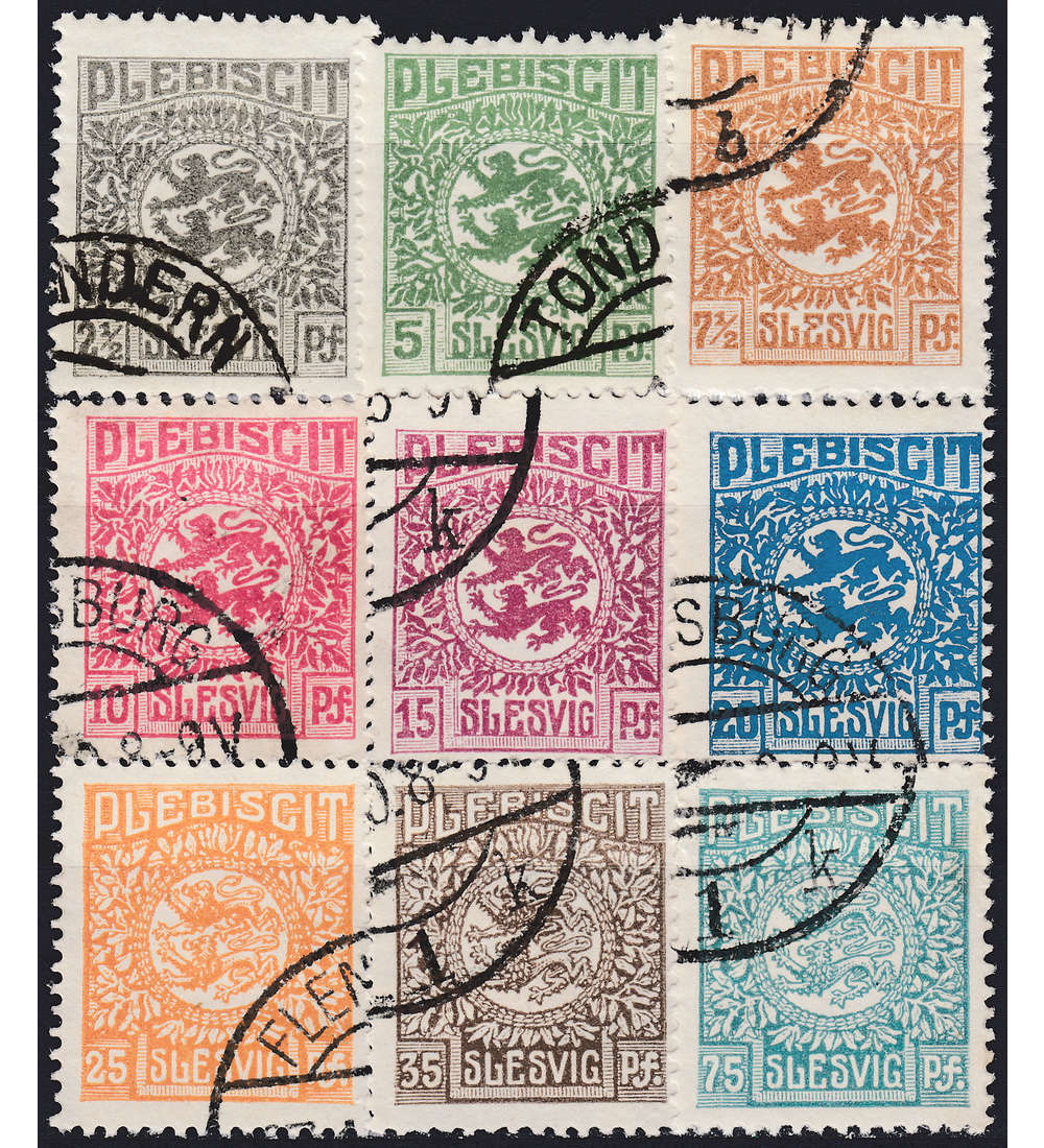 Schleswig Nr. 1 - 10 ohne 9 gestempelt Wappen 1920