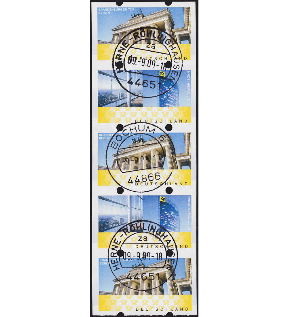 BRD Bund Automatenmarken Nr. 6+7 5er-Endstreifen gestempelt Leerfeldmarken