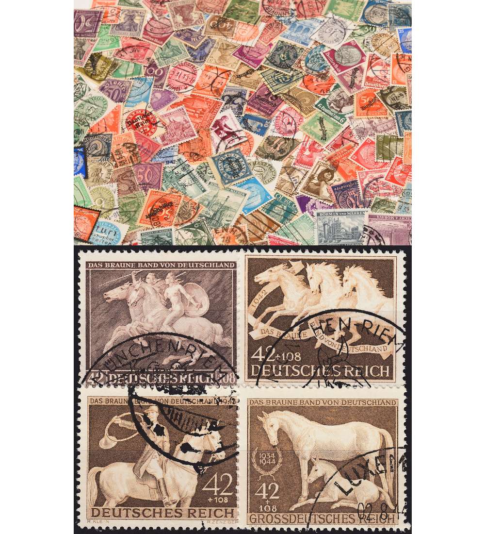 Deutsches Reich 200 vers. Werten mit braunen Bndern 1941-1944 gestempelt