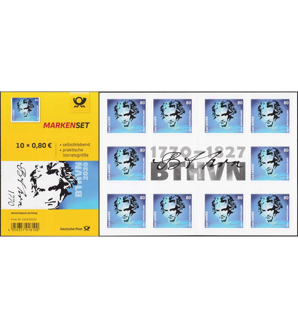 BRD Markenheft Nr. 116 250 Geburtstag Ludwig van Beethoven selbtklebend 2020