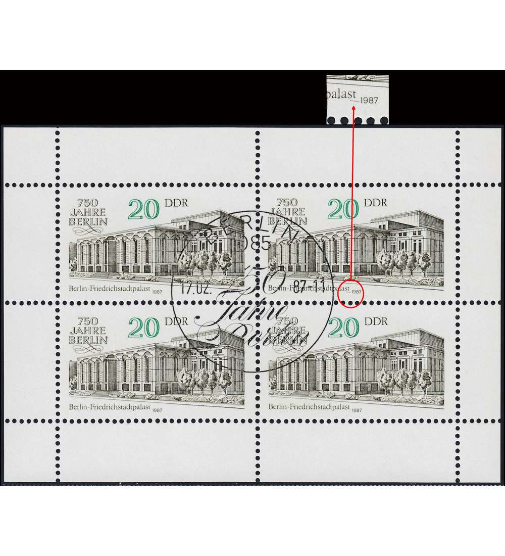 DDR Kleinbogen Nr. 3078 Klb I Abart gestempelt