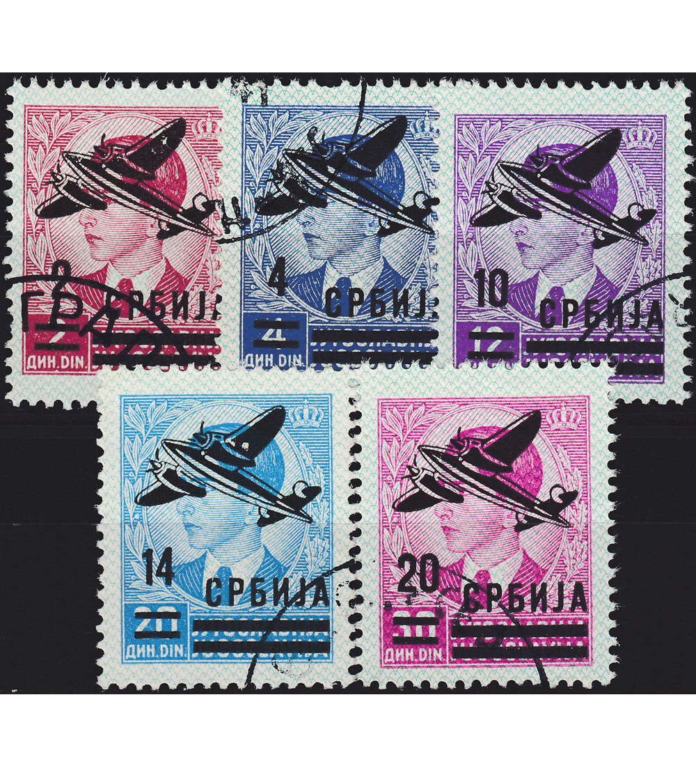 Dt. Besetzung Serbien Nr. 66-70 Flugpost 1942 Geflligkeitsstempel