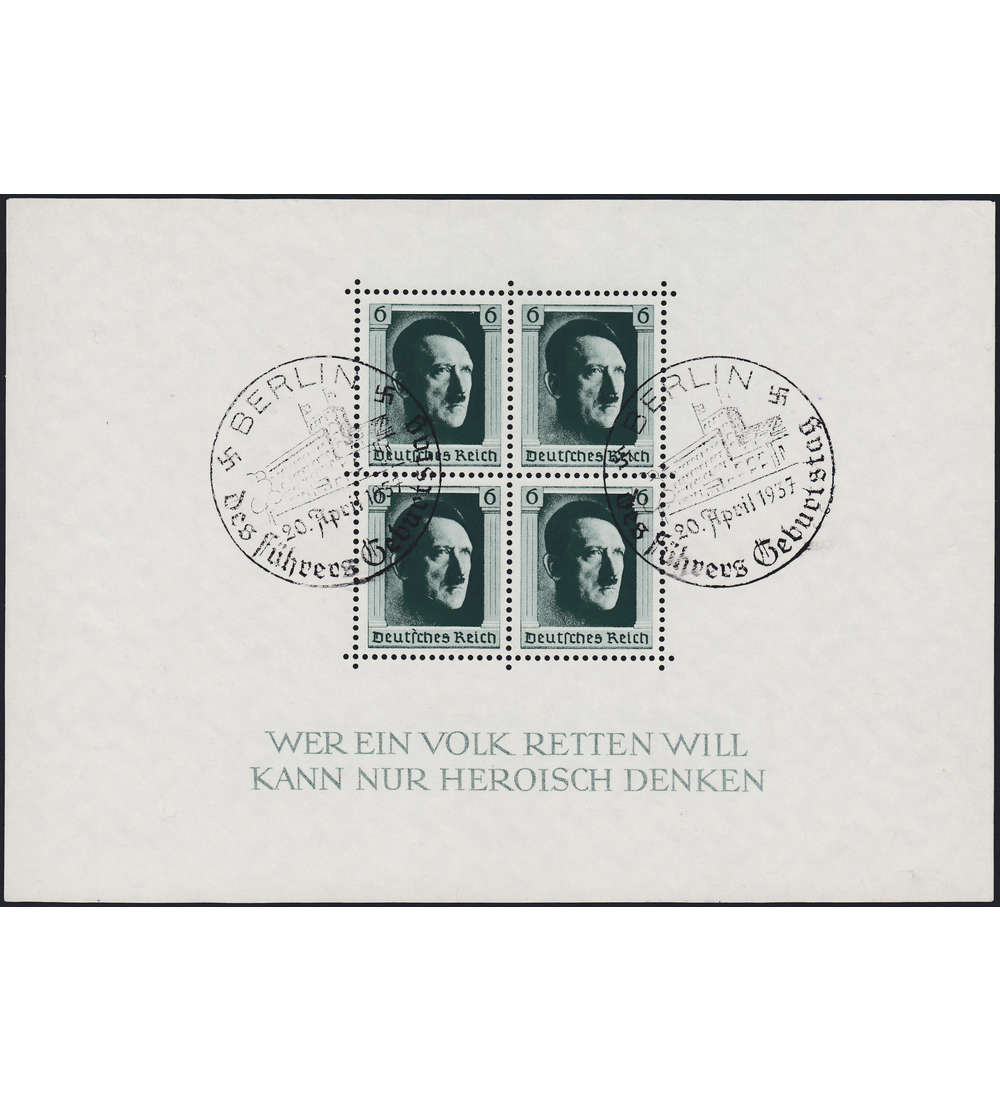 Dt. Reich Block 7 mit SST Berlin 20.4.1937 Des Fhrers Geburtstag
