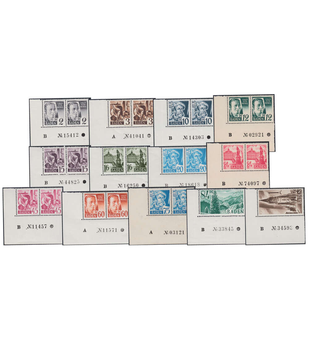 Frz. Zone - Bogenz�hler Baden Nr. 1-13 postfrisch **