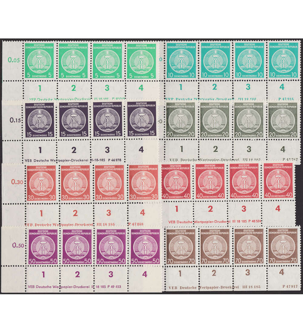 DDR Nr. D 34-41 postfrisch 4er-Streifen Druckvermerke