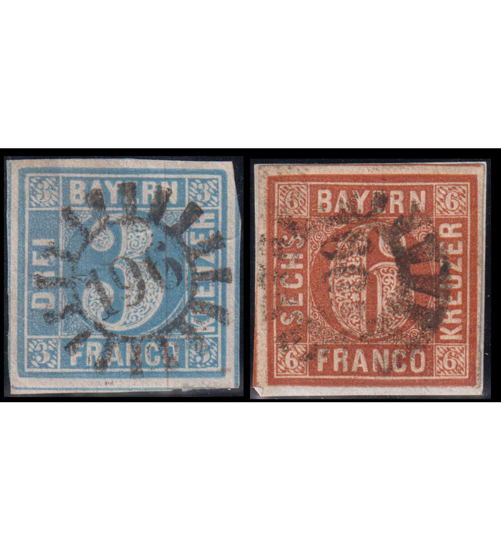 Bayern-Partie gestempelt 30 verschiedene Ausgaben mit Nr. 2 und Nr. 4