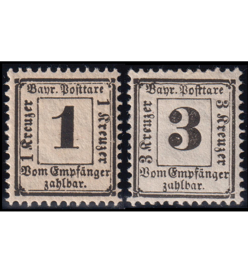 Bayern-Portomarken postfrisch Nr. P 2 und P 3