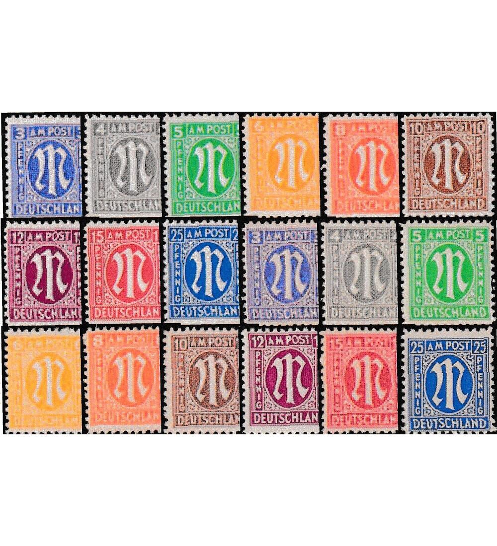 AM - Post Nr. 1-9 postfrisch Erstauflage + Sp�tauflage Amerikanischer Druck