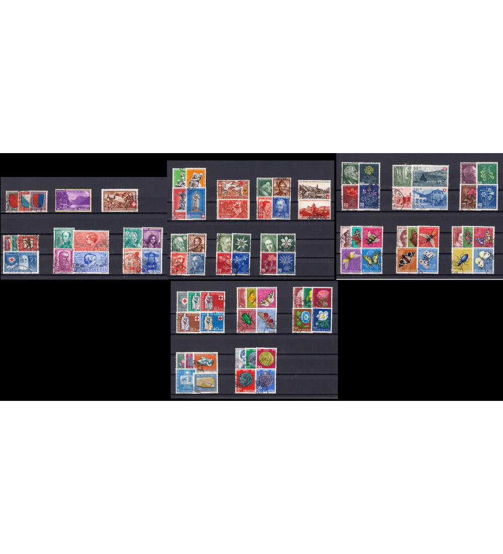 Schweiz - Zuschlagss�tze gestempelt 24 ver. Ausgaben von 1920 bis 1962