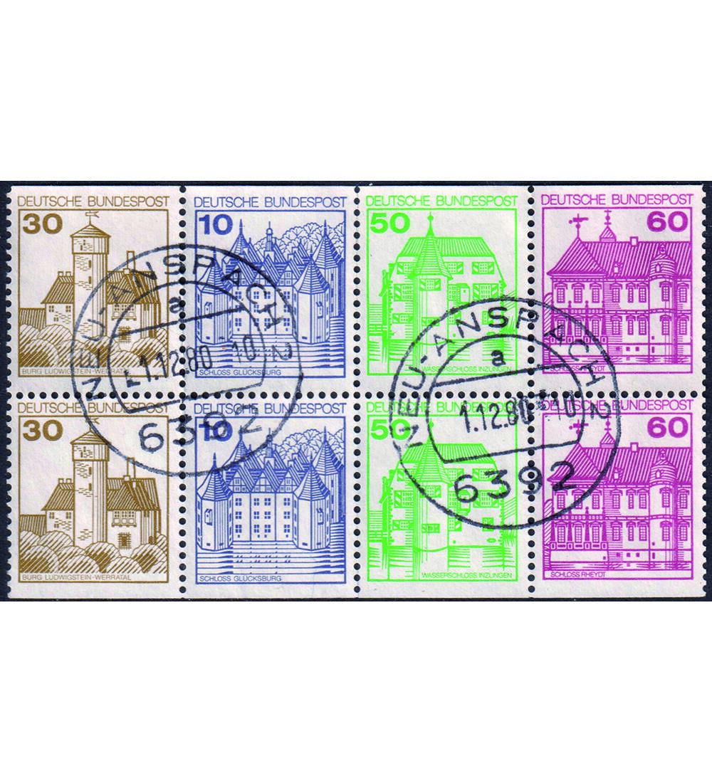 BRD Heftchenblatt Nr. 28 mit sauberen Bedarfsstempeln Burgen und Schl�sser