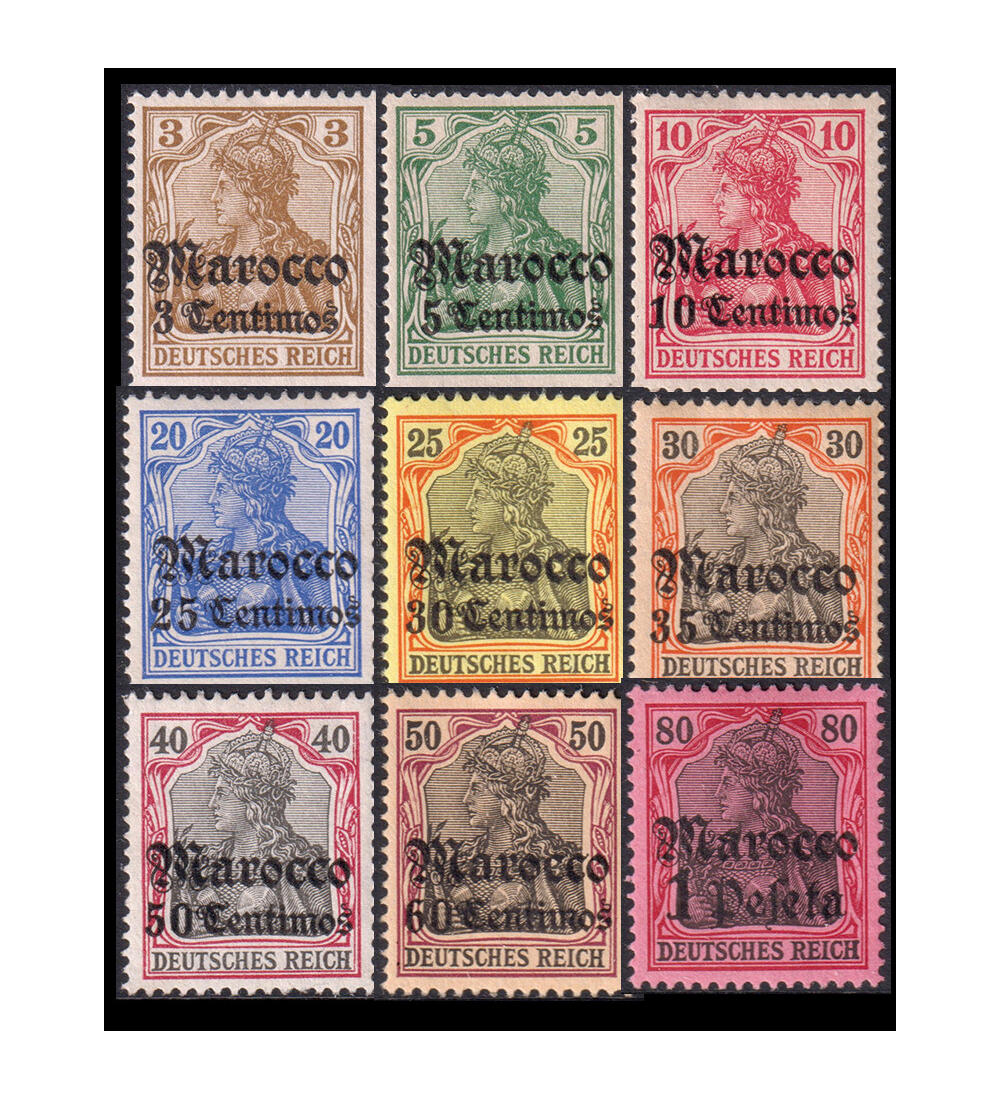 Auslandspost Marokko Nr. 21-29 ungestempelt mit feinster Gummierung