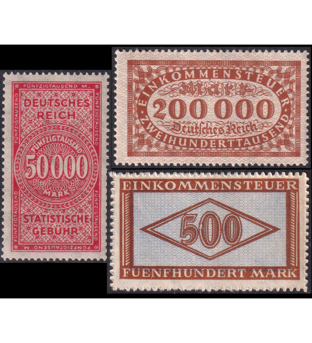 Deutsches Reich Geb�hrenmarken 3 vers. postfrische Ausgaben
