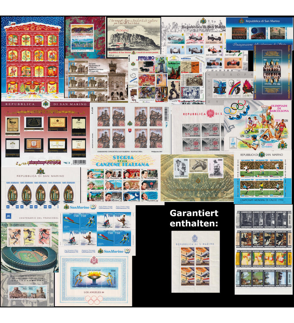 San Marino Blocks und Klein- bogen postfrisch von 1962-2007 Kollektion von 23 Ausgaben