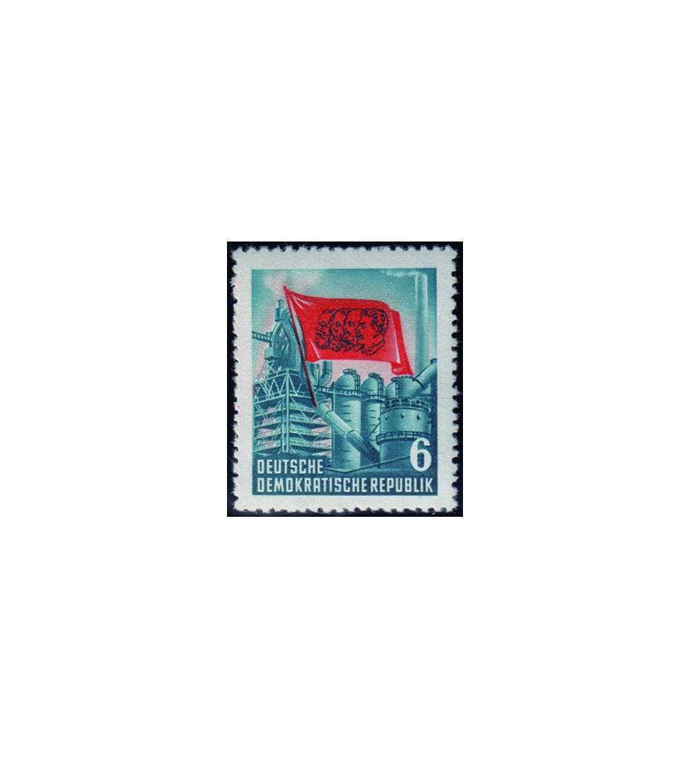 DDR Wasserzeichen postfrisch Nr. 344 Y I typgepr�ft und signiert K�nig Fahne 1953