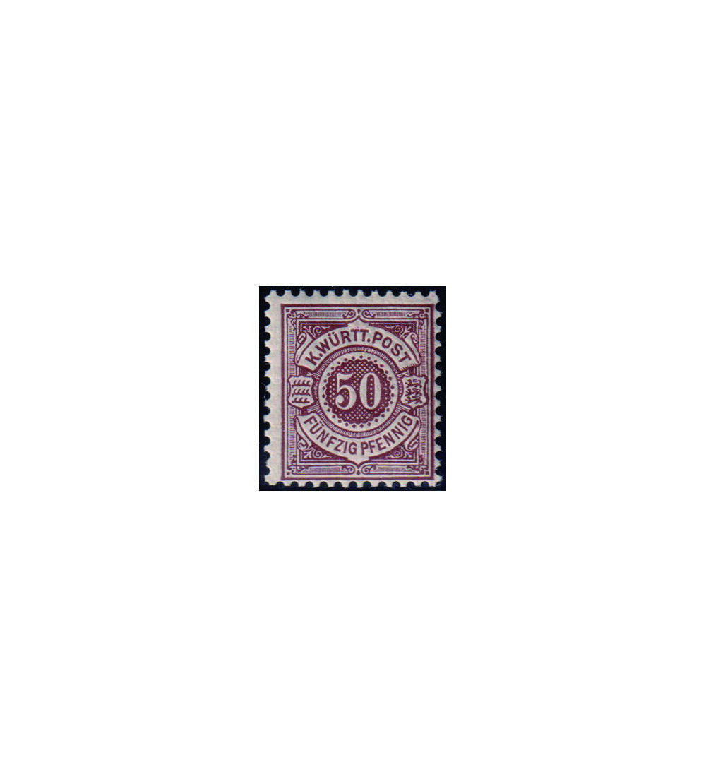 W�rttemberg Nr. 59 postfrisch 50 Pfennig - Ausgabe dunkelbraunrot