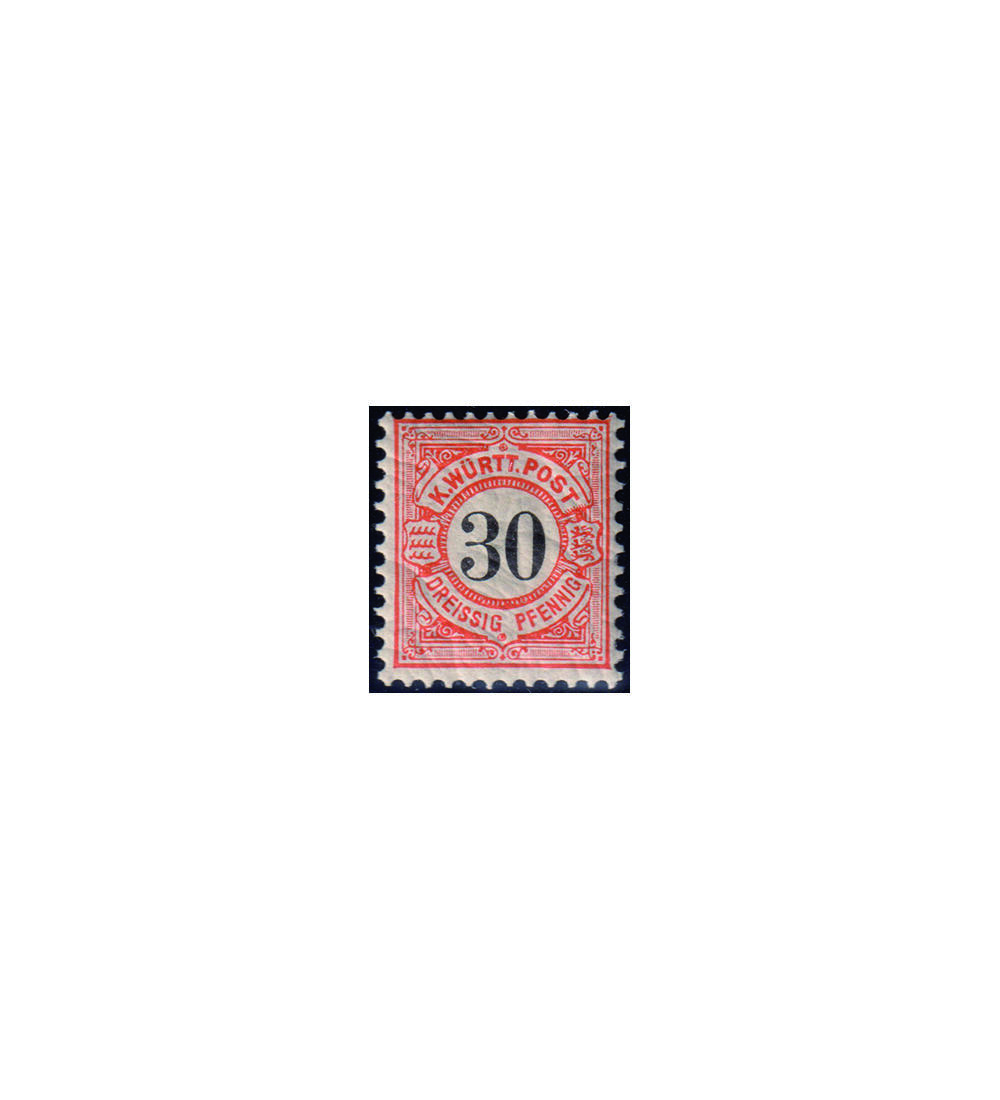 W�rttemberg Nr. 61 postfrisch 30 Pfennig - Ausgabe schwarze Ziffer im Kreis