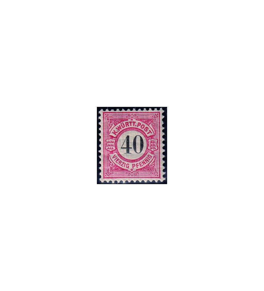 W�rttemberg Nr. 62 postfrisch 40 Pfennig - Ausgabe schwarze Ziffer im Kreis