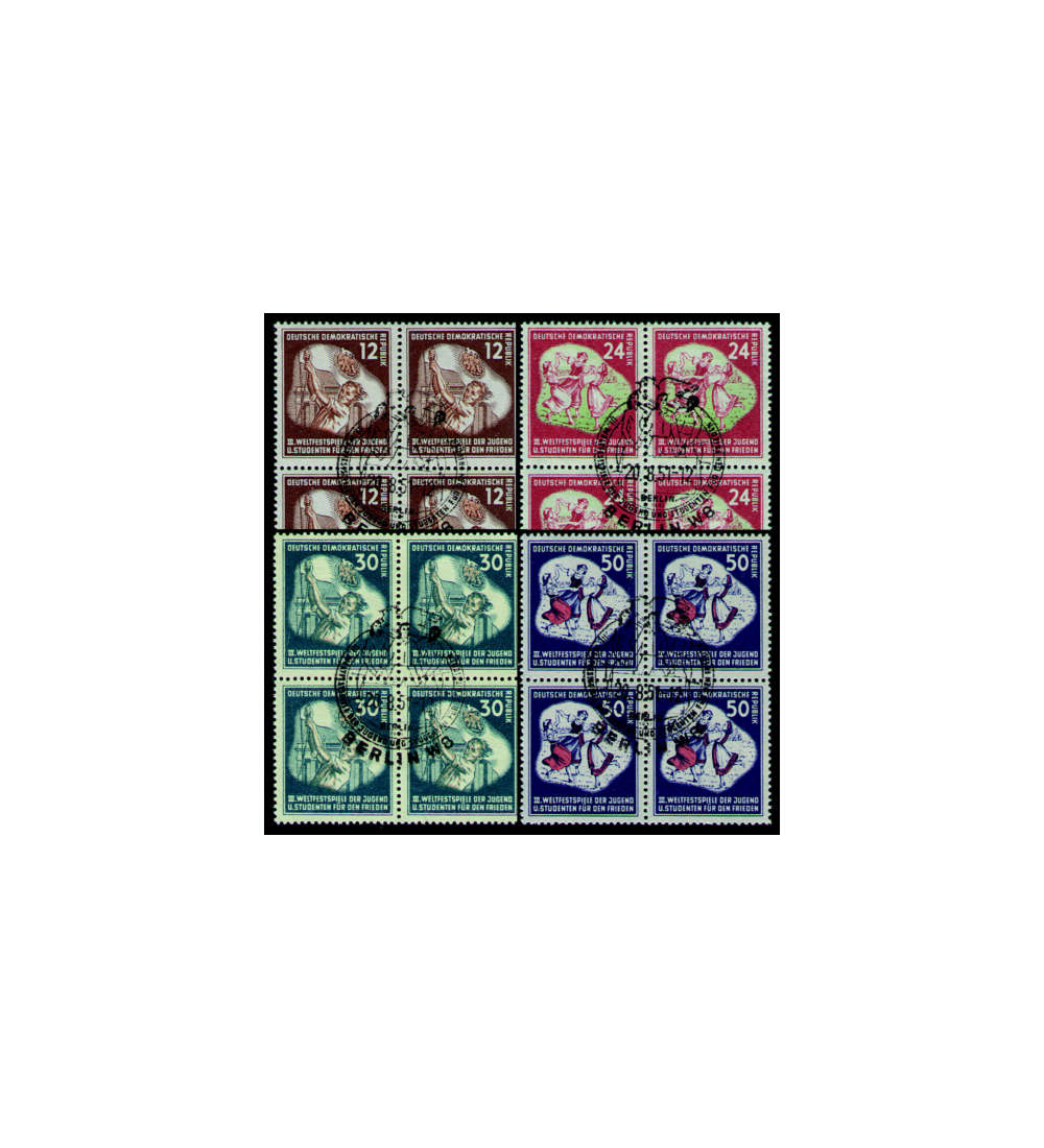 DDR Nr. 289-292 gestempelt im 4-er-Block Weltfestspiele