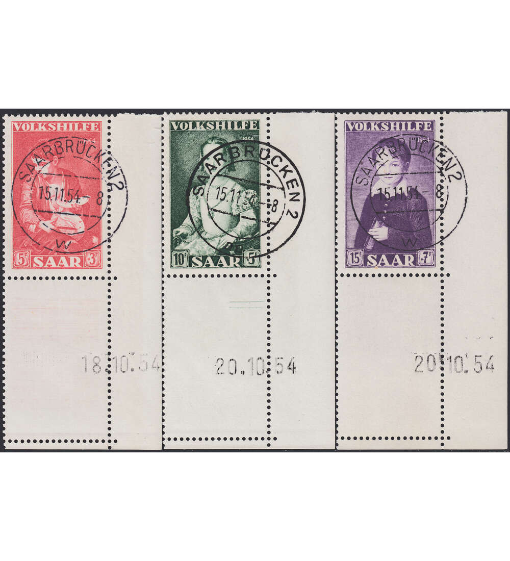 Saar Nr. 354-356 Br gestempelt - Druckdatum