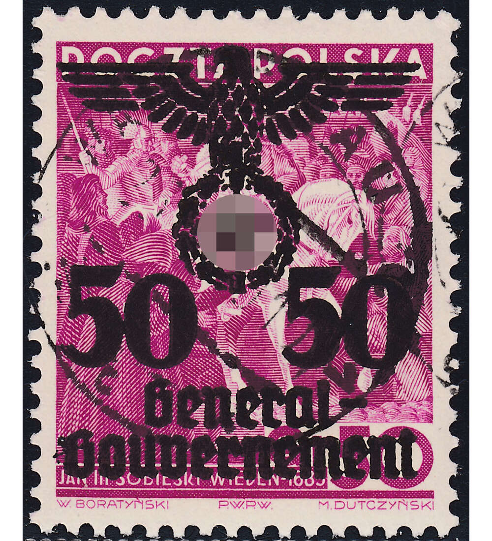 Generalgouvernement Nr.24II Enger Abstand des Aufdrucks gestempelt