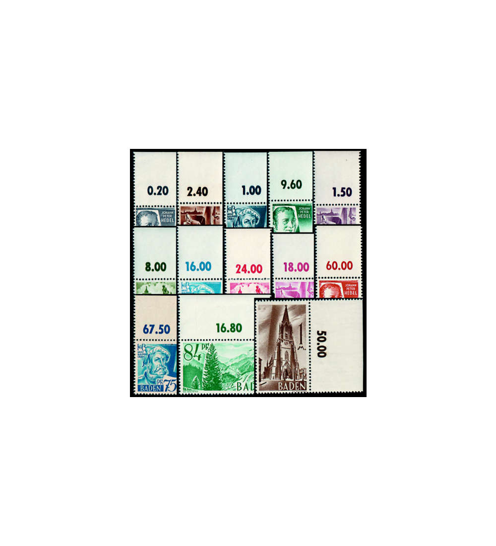 Franzsische Zone Baden Nr. 1-13 postfrisch Oberrandsatz