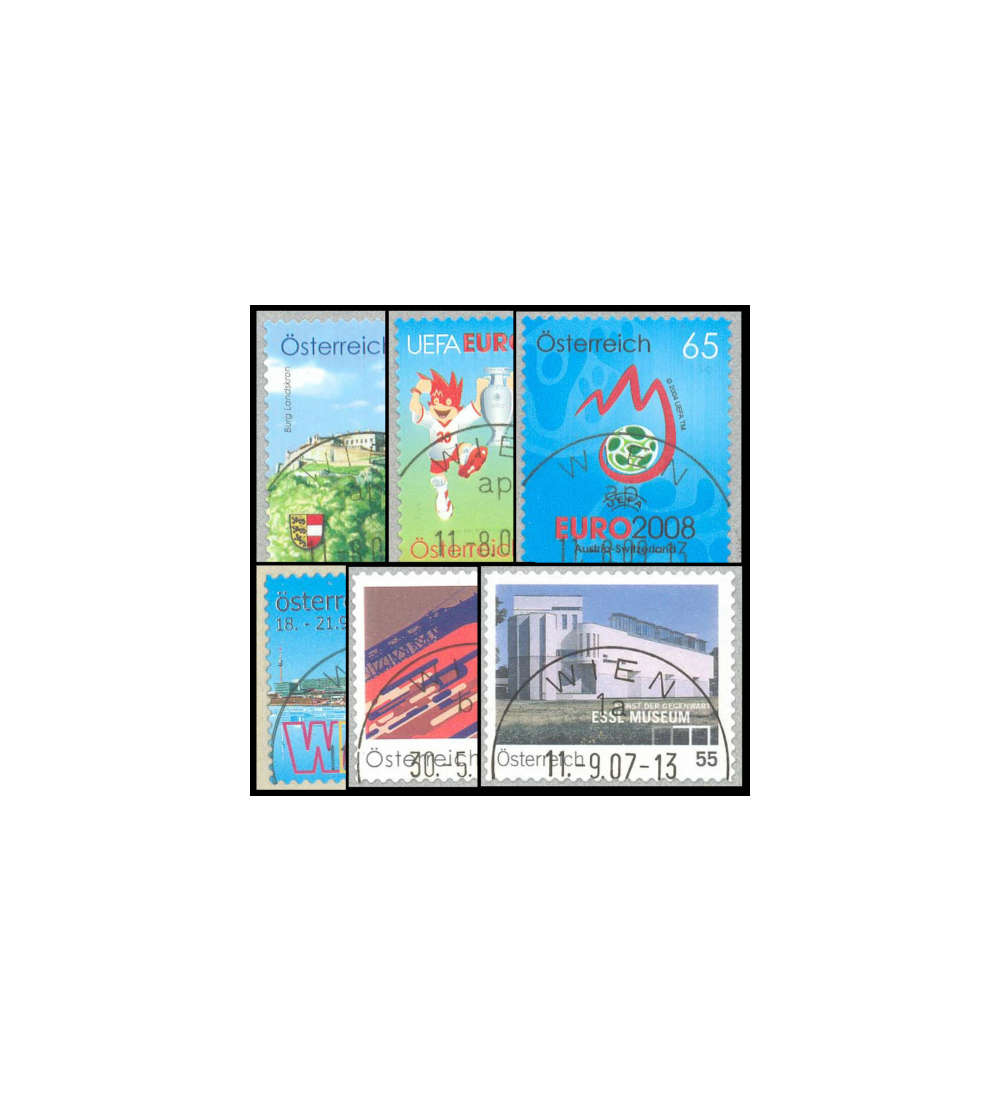 sterreich 6 verschiedene Selbstklebende aus 2007-2009 gestempelt