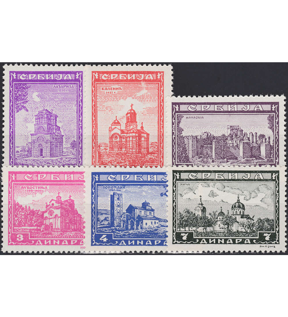 Deutsche Besetzung Serbien Nr. 71x-79x postfrisch 6 Werte mattbraun gummiert