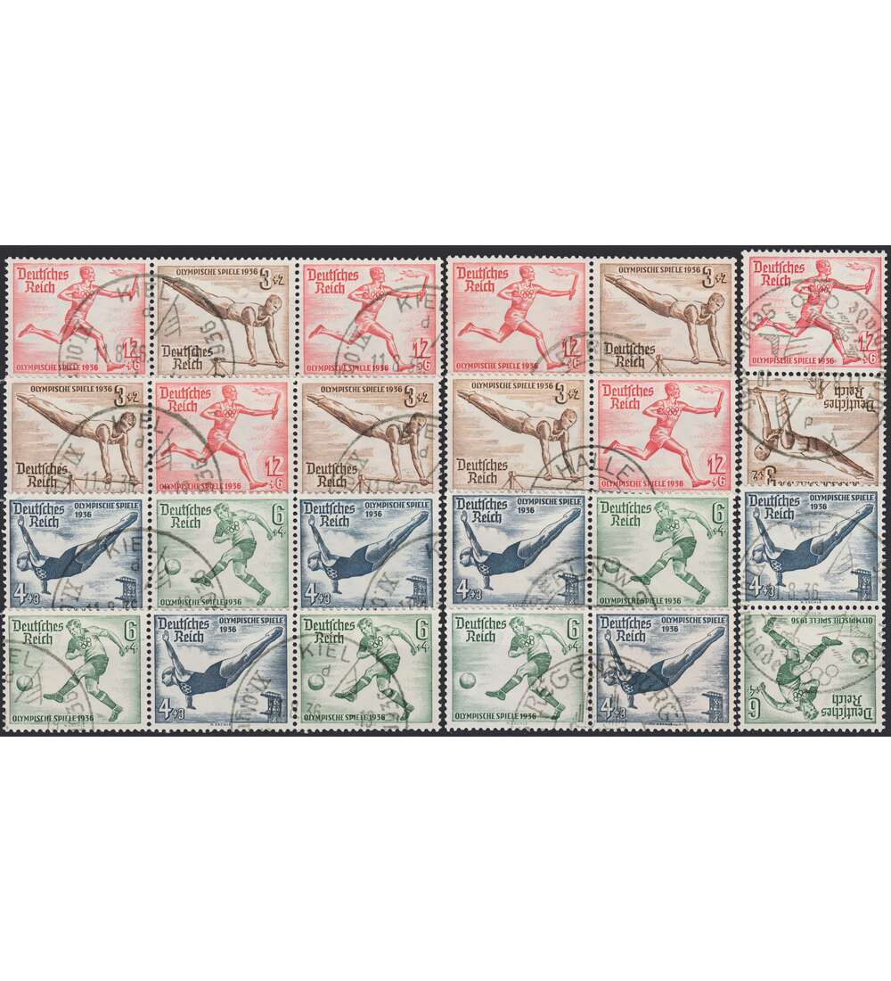 Deutsches  Reich Zusammendrucke SK27-28,W103-110 gestempelt Olympische Spiele 1936