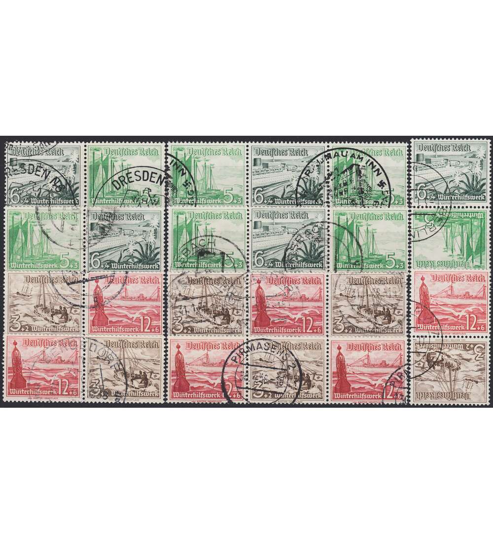 Deutsches Reich Zusammendrucke SK31-32,W123-26,131-34 gestempelt Schiffe 1937