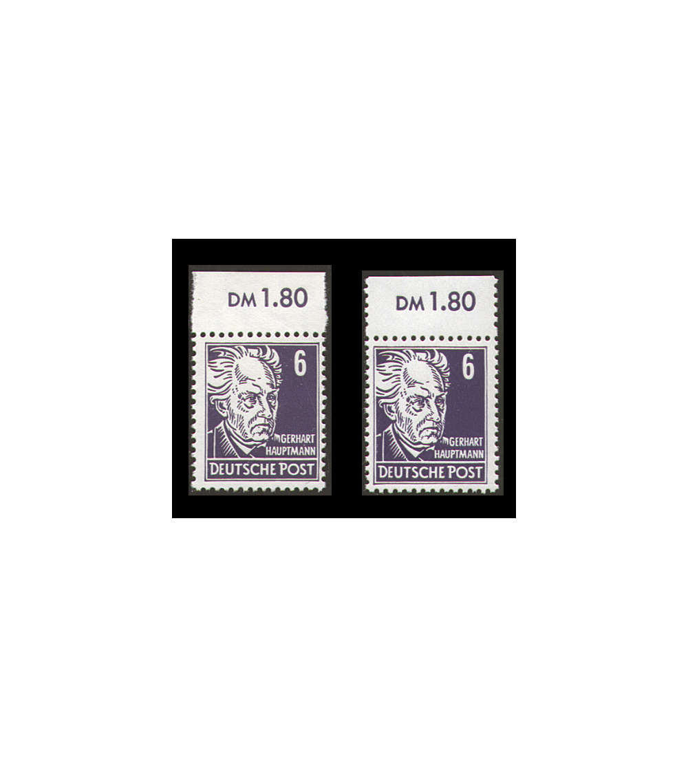 DDR Nr. 328 v XI und v XII postfrische Oberrandstcke 6 Pfennig Hauptmann