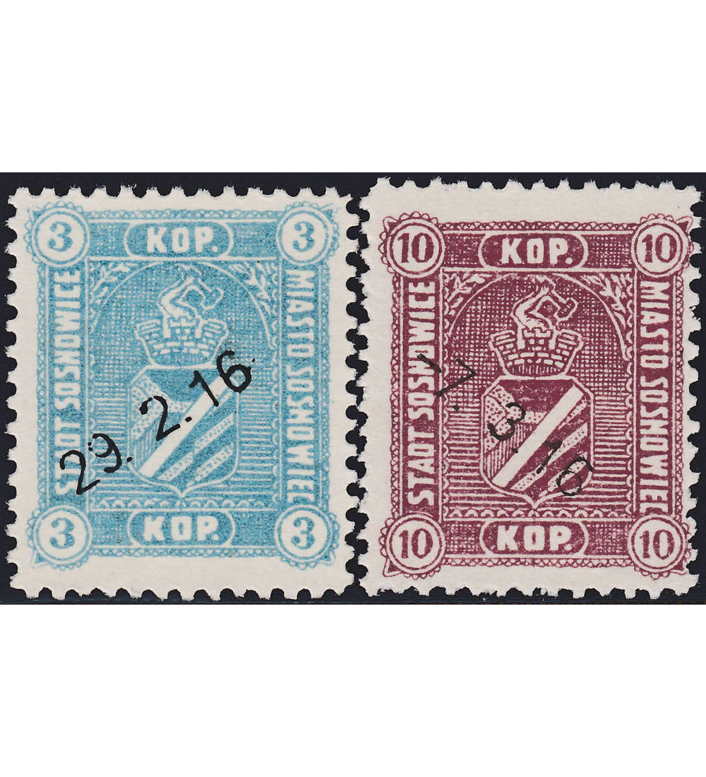 Deutsche Besetzung 1. Weltkrieg Sosnovice Nr. 1-2 gestempelt