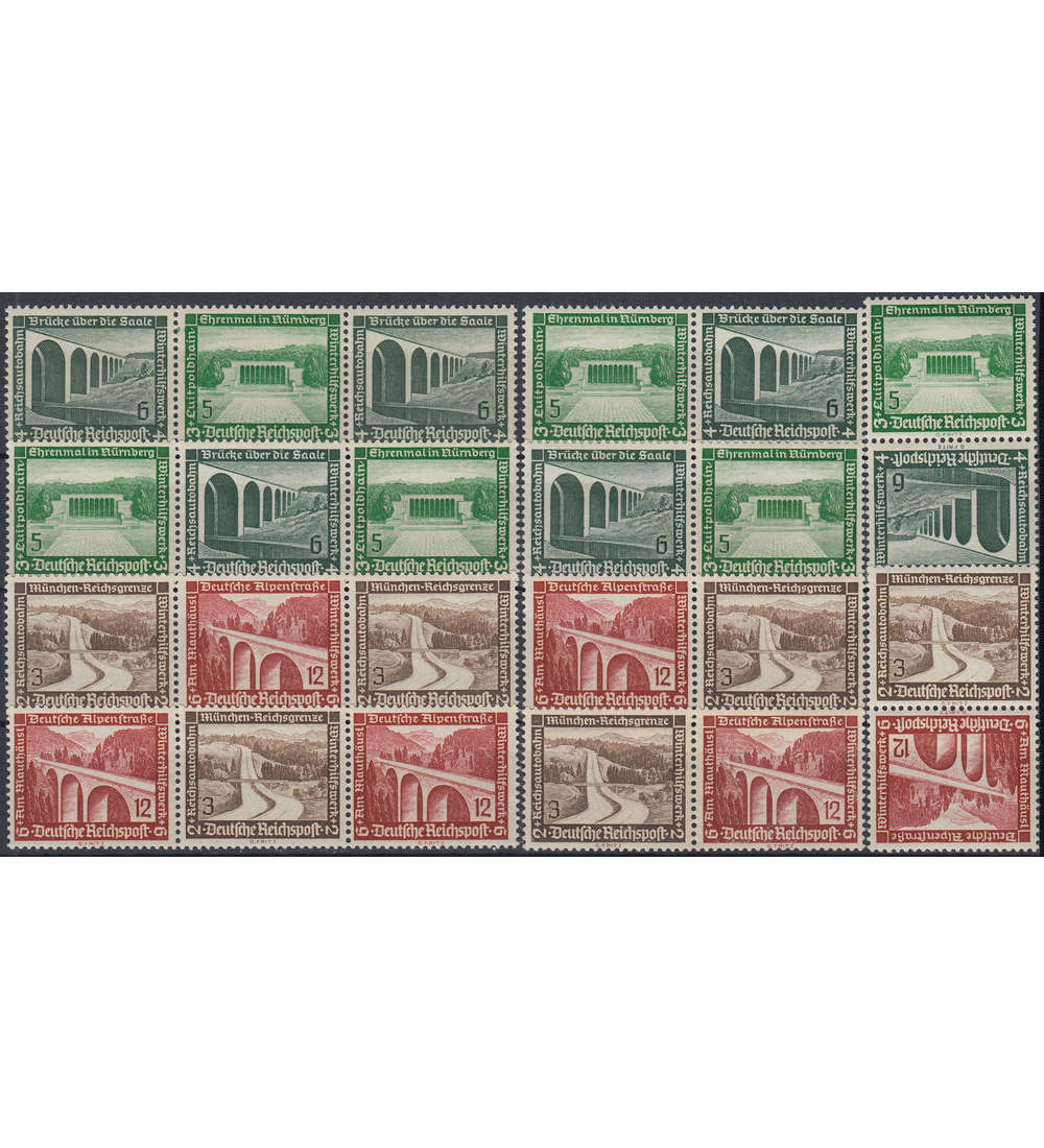 Deutsches Reich Zusammendrucke SK29-30,W115-122 postfrisch Moderne Bauten 1936