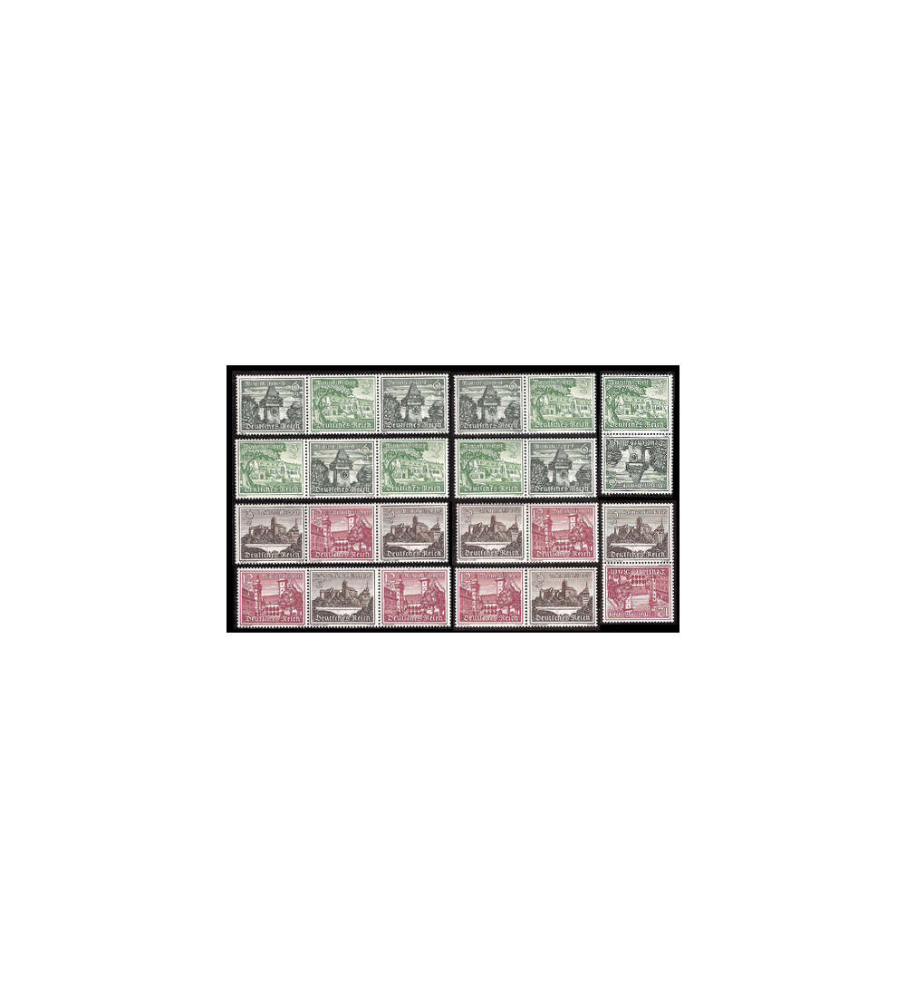 Deutsches Reich Zusammendrucke SK35-36,W136-39,144-47 postfrisch Bauwerke 1939