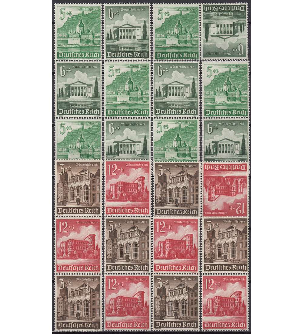 Deutsches Reich Zusammendrucke K37-38,S258-61,266-69 postfrisch Bauwerke 1940