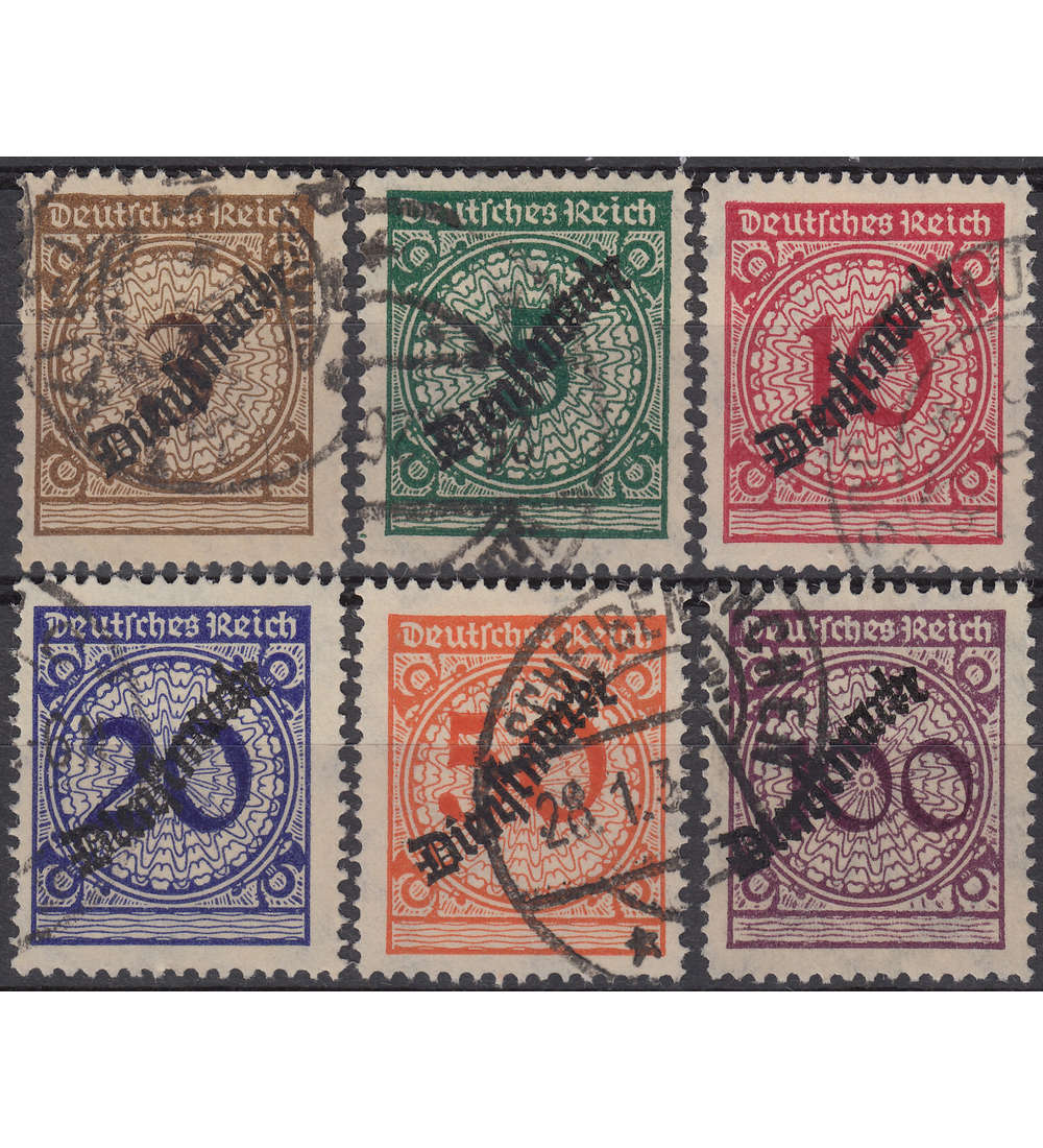 Deutsches Reich Dienst Nr. 99-104 gestempelt in Bedarfserhaltung