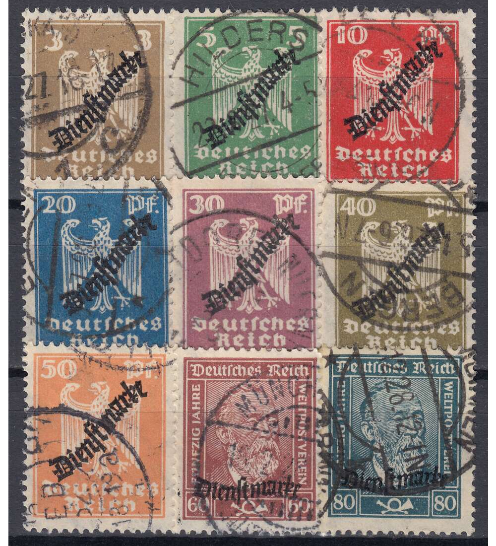 Deutsches Reich Dienst Nr. 105-113 gestempelt in Bedarfserhaltung
