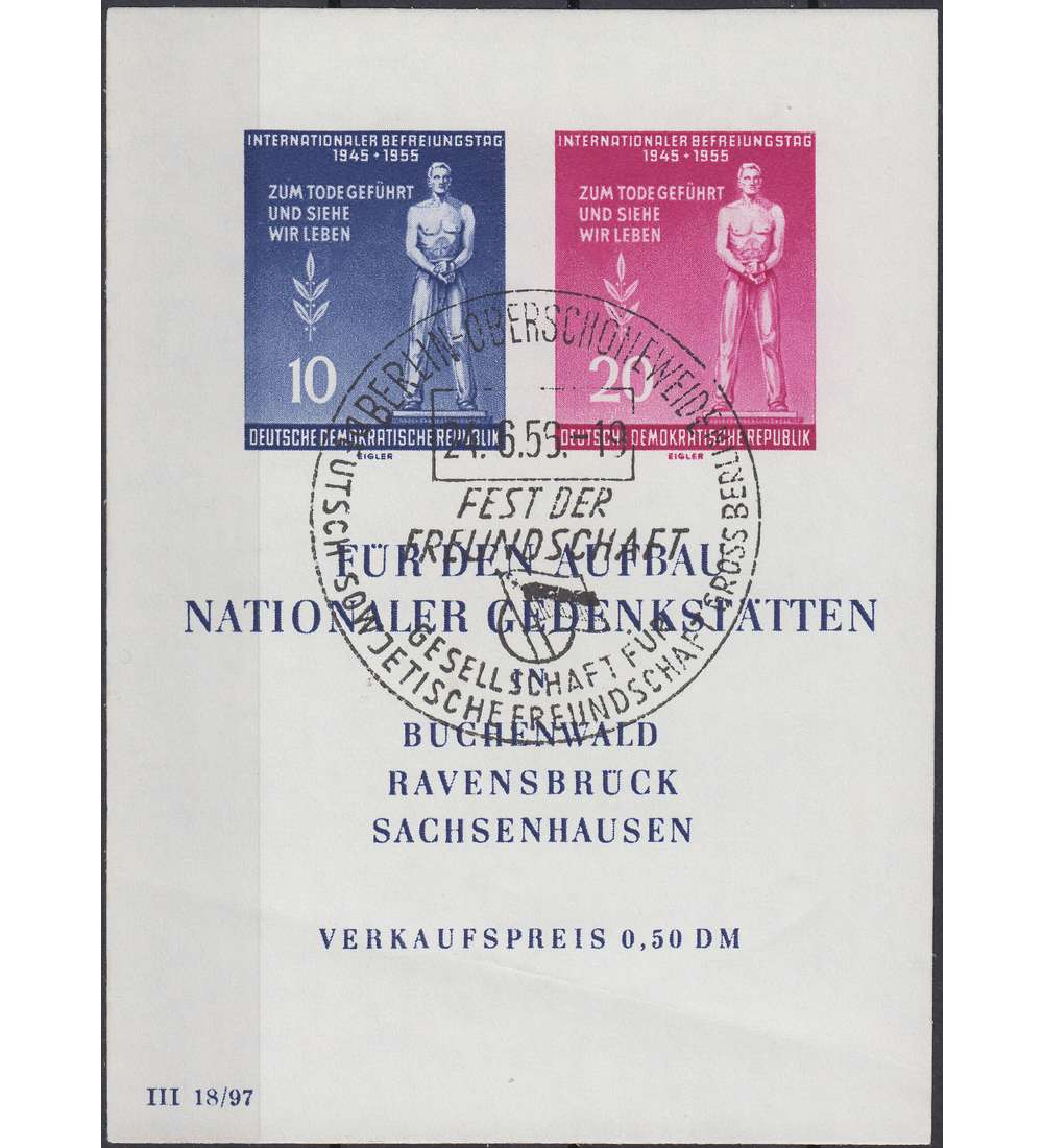 DDR Block 11 mit Sonderstempel Berlin Oberschneweide