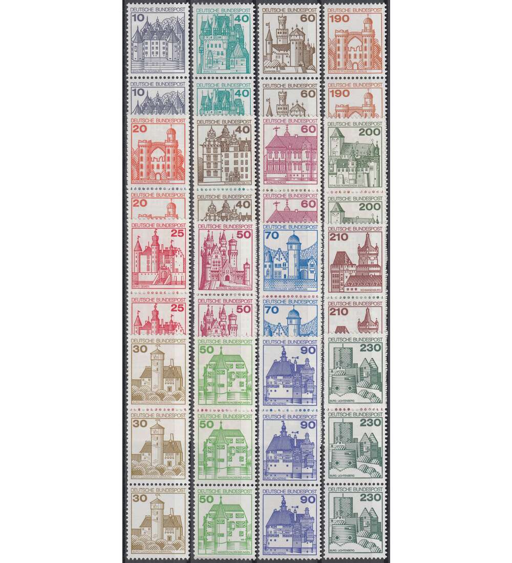 BRD Bund Burgen und Schlsser postfrisch ** 16 3er-Rollenstreifen mit Nr. und alter Fluoreszenz
