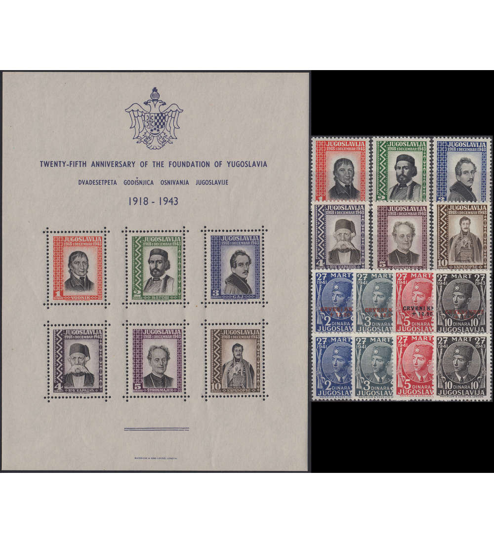 Jugoslawien Nr. 441-444,A441-A444,445-450+Block 2  postfrisch ** Exilregierung