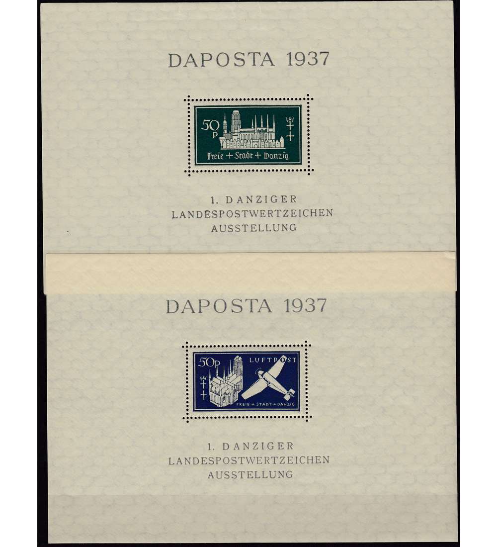 Danzig postfrisch mit Block 1+2
