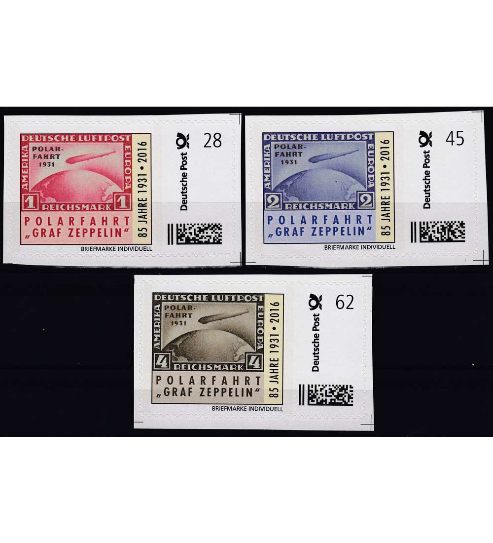 BRD Bund  85. Jubilum Zeppelin Polarfahrt 1931 28/45/62 Cent postfrisch **